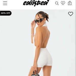 Edikted Annie Ribbed Open-Back Jumpsuit: White